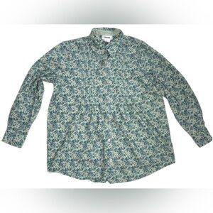 Two Twenty Mint Green Blue Floral Pintuck Shirt Medium Prairie Cottage Core